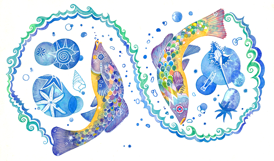 魚,ウロコ,水,貝,水泡,ヒトデ