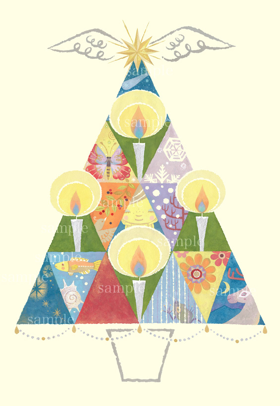 キャンドルに子供と様々な生き物を映すツリー,Christmas tree